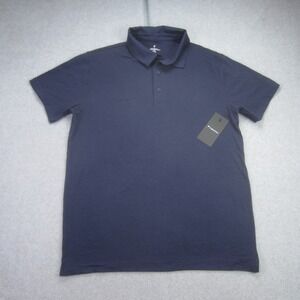 Fabletics Polo Shirt Mens Medium Navy Short Sleeve‎ Performance Casual Golf